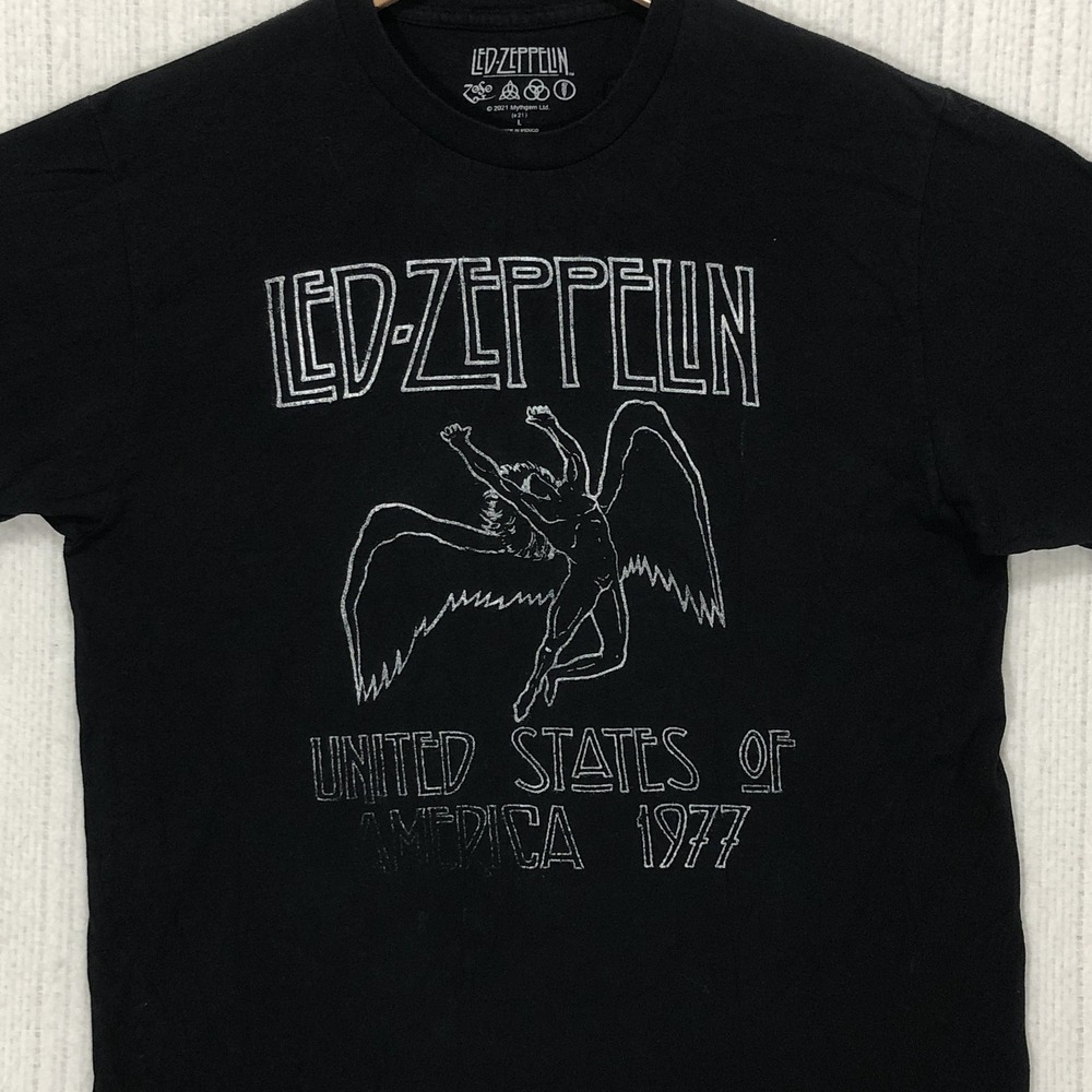 Led Zeppelin United States of America 1977 Tour Graphic T-Shirt Black Large